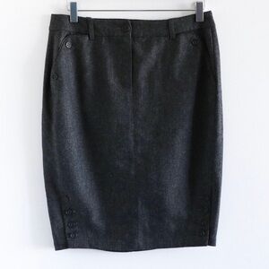 Alain Manoukian designer wool pencil skirt front buttons office business casual